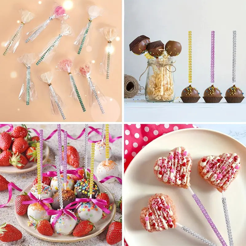 Cake Pop Stäbchen mit Strass-Steinen